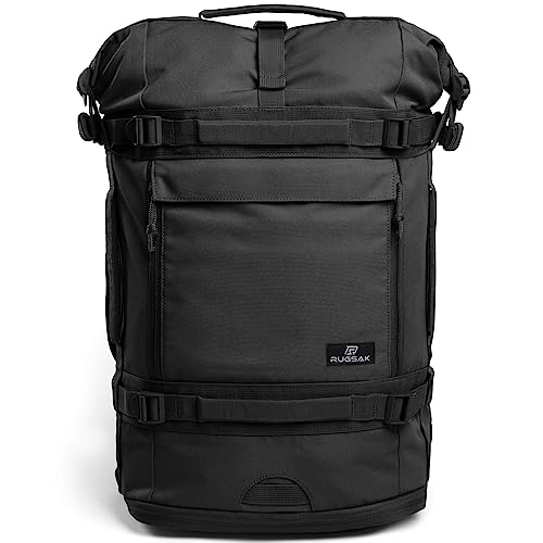 Explorer | Rolltop Rucksack Herren & Damen [30-40L] 18“ laptop backpack | Handgepäck Reiserucksack groß | Wasserabweisend | Weekender für Arbeit Uni Wandern Outdoor Survival Travel Camping und Gym von RS RUGSAK