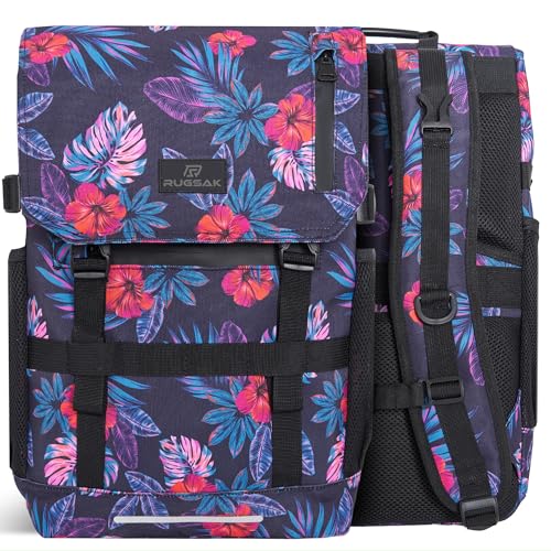 RS RUGSAK Original 3.0 Rolltop Rucksack [3-Size-Technology] mit 18" Lapotpfach | Wasserresistent | für Arbeit Schule Reisen und Sport | Damen und Herren - Lovely Blossom von RS RUGSAK