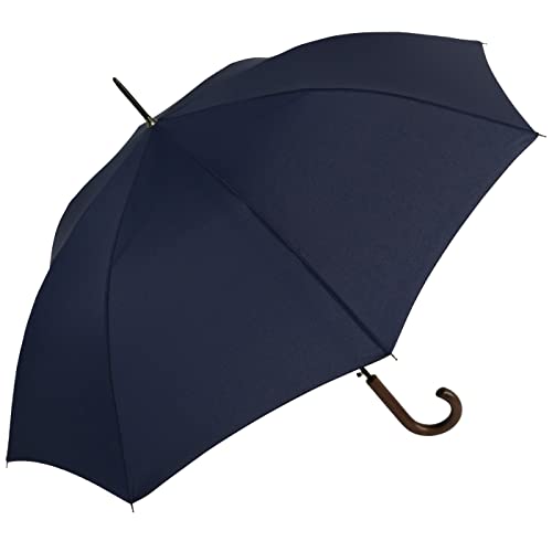 RS-Regenschirm Holzgriff groß stabil für Damen und Herren mit Automatik- navy-blau von RS-Versand