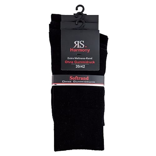 6 Paar Socken Pia RS Harmony Herrensocken ohne Naht Softrand Bw (52-54, Schwarz) von Evoludis