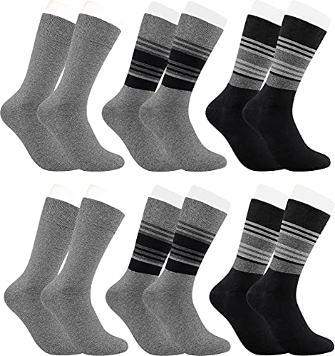 RS. Harmony Business-Socken mit Design für Herren, Komfortbund ohne Gummidruck, extra feiner Stoff und sehr flache Zehennaht durch Handkettelung, 6 Paar, grau-schwarz mit Ringel, 39-42 von RS. Harmony