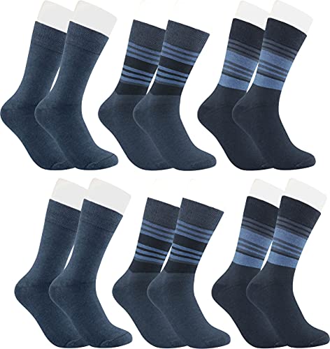 RS. Harmony Business-Socken mit Design für Herren, Komfortbund ohne Gummidruck, extra feiner Stoff und sehr flache Zehennaht durch Handkettelung, 6 Paar, marine-jeans mit Ringel, 39-42 von RS. Harmony