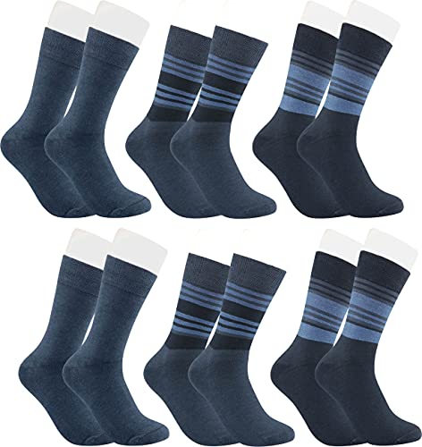 RS. Harmony Business-Socken mit Design für Herren, Komfortbund ohne Gummidruck, extra feiner Stoff und sehr flache Zehennaht durch Handkettelung, 6 Paar, marine-jeans mit Ringel, 47-50 von RS. Harmony