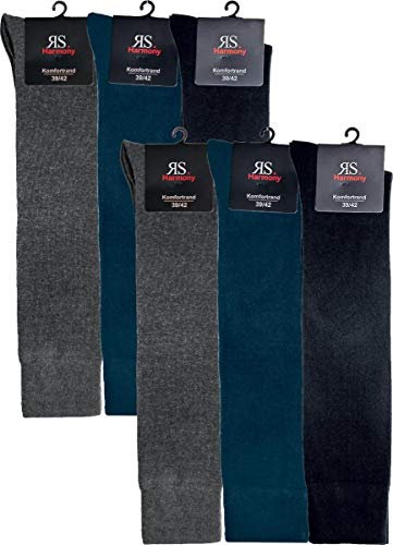 RS. Harmony | Kniestrümpfe für Herren | Extra Qualität Kneehigh | 6 Paar | schwarz, marine, grau | 39-42 von RS. Harmony