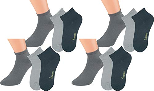 RS. Harmony | Kurzsocken | Bambus Super Weich Atmungsaktiv | 12 Paar | hell-, mittel-, dunkelsilber | 39-42 von RS. Harmony