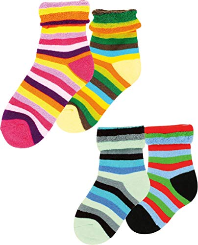 RS. Harmony | Kuschelsocken für Kinder | Bunte Frottee Streifen | 4 Paar | bunte-Ringe | 31-34 von RS. Harmony