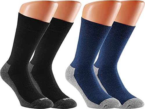 RS. Harmony | Outdoor-Funktionsstrumpf aus Baumwolle | Socken mit Wellness Frottee-Sohle | für Damen und Herren | 2 Paar | Farbe grau - schwarz, marine, jeans | Größe 43-46 von RS. Harmony