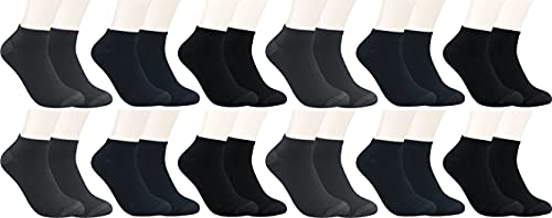 RS. Harmony Sneaker-Socken Bambus, qualitative Sommersocken für Damen und Herren mit sehr flacher Zehen-Naht und Komfortrand, 12 Paar, Farbe schwarz, anthrazit, marine, Größe 39-42 von RS. Harmony