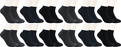 RS. Harmony Sneaker-Socken Bambus, qualitative Sommersocken für Damen und Herren mit sehr flacher Zehen-Naht und Komfortrand, 12 Paar, Farbe schwarz, anthrazit, marine, Größe 43-46 von RS. Harmony