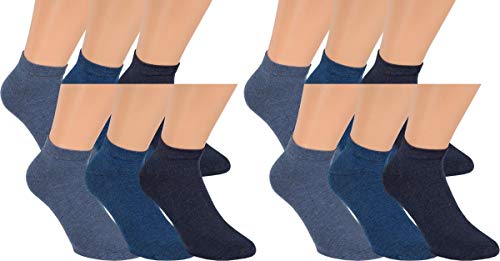 RS. Harmony Sneaker-Socken aus Baumwolle mit Komfortrand und sehr flacher Zehennaht, 12 Paar, Farbe jeanstöne, Größe 43-46 von RS. Harmony