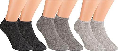 RS. Harmony Sneaker-Socken aus Baumwolle mit Komfortrand und sehr flacher Zehennaht, 3 Paar, Farbe grau, Größe 39-42 von RS. Harmony