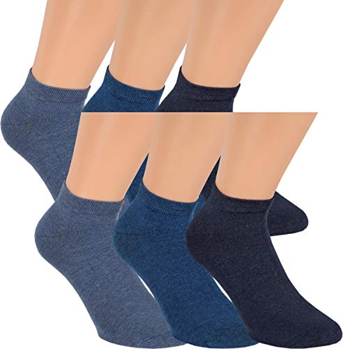 RS. Harmony Sneaker-Socken aus Baumwolle mit Komfortrand und sehr flacher Zehennaht, 6 Paar, Farbe jeanstöne, Größe 43-46 von RS. Harmony