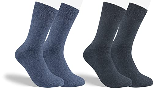 RS. Harmony Socken Thermo, Baumwoll Strumpf mit Softrand, ohne Gummidruck, Weich und Warm, für Damen und Herren, 2 Paar, mittel Jeans, dunkel Jeans, 39-42 von RS. Harmony