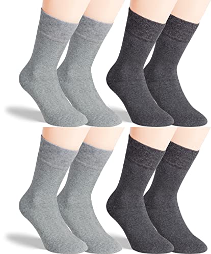 RS. Harmony Socken Thermo, Baumwoll Strumpf mit Softrand, ohne Gummidruck, Weich und Warm, für Damen und Herren, 4 Paar, silber, anthrazit, 35-38 von RS. Harmony