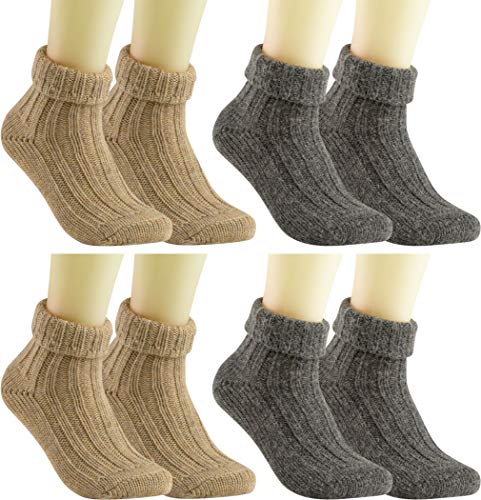 RS. Harmony | Socken und Strümpfe für Damen | Alpaka mit Umschlag | 4 Paar | anthrazit, natur | 35-38 von RS. Harmony