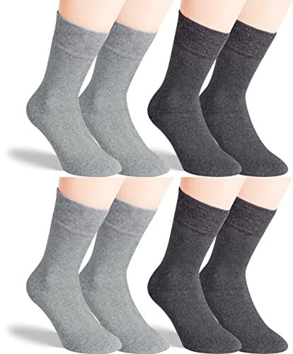 RS. Harmony Socken Thermo, Baumwoll Strumpf mit Softrand, ohne Gummidruck, Weich und Warm, für Damen und Herren, 4 Paar, silber, anthrazit, 39-42 von RS. Harmony