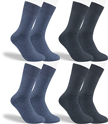 RS. Harmony Socken Thermo, Baumwoll Strumpf mit Softrand, ohne Gummidruck, Weich und Warm, für Damen und Herren, 4 Paar, mittel-, dunkel-jeans, 43-46 von RS. Harmony