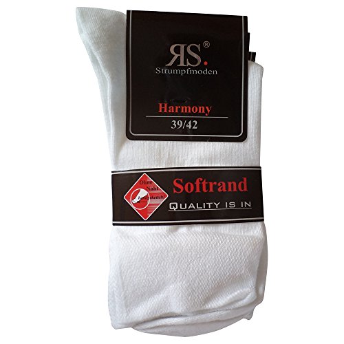 RS 6 Paar Socken Pia Harmony Herrensocken ohne Naht Softrand Baumwolle Arztsocken Weiss (43-46 Herren) von RS