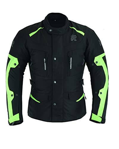 RS RAXUS Motorradjacke für Herren, Winter, wasserdicht, CE-geprüft, Fluor, 8XL von RS