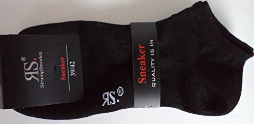 Sneaker Socken Füsslinge Baumwolle RS Pia Weiß oder Schwarz bis Schuhgrösse 50 (47-50, 8xSchwarz) von RS