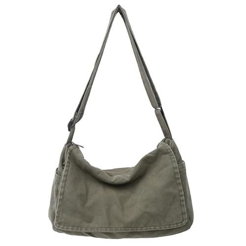 Umhängetasche aus Segeltuch für Damen und Herren, Hobo-Tasche, lässige Umhängetasche, große Canvas-Schultertasche, Grün Umhängetasche aus Segeltuch für Damen und Herren, Hobo-Tasche, lässige Umhängetasche, große Canvas-Schultertasche, Grün von RSGMU