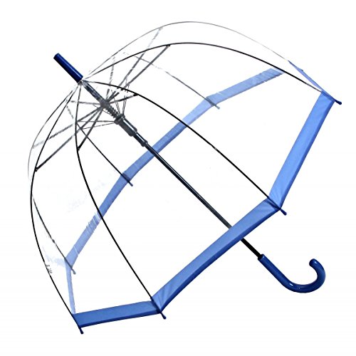 Regenschirm Transparent Durchsichtig Glockenschirm Automatik blauer Rand von RSK