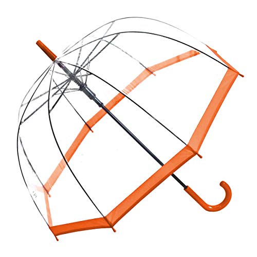 Regenschirm Transparent Durchsichtig Glockenschirm Automatik oranger Rand von RSK