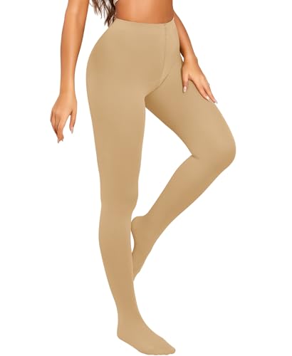 RSLOVE 80 DEN Damen Strumpfhose – Weiche Blickdicht Feinstrumpfhose Elastisch Hochtaillierte Strümpfe Beige 2XL von RSLOVE