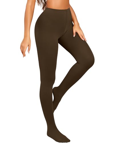 RSLOVE 80 DEN Damen Strumpfhose – Weiche Blickdicht Feinstrumpfhose Elastisch Hochtaillierte Strümpfe Braun L von RSLOVE