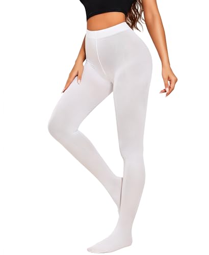 RSLOVE 80 DEN Damen Strumpfhose – Weiche Blickdicht Feinstrumpfhose Elastisch Hochtaillierte Strümpfe Weiß L von RSLOVE