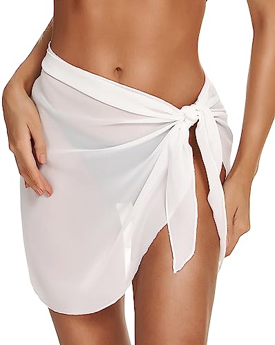 RSLOVE Damen Sarong Strand Wrap Bikini Cover Up Pareos Strandkleid Sexy Pareos Baderock Wickelrock Weiß von RSLOVE