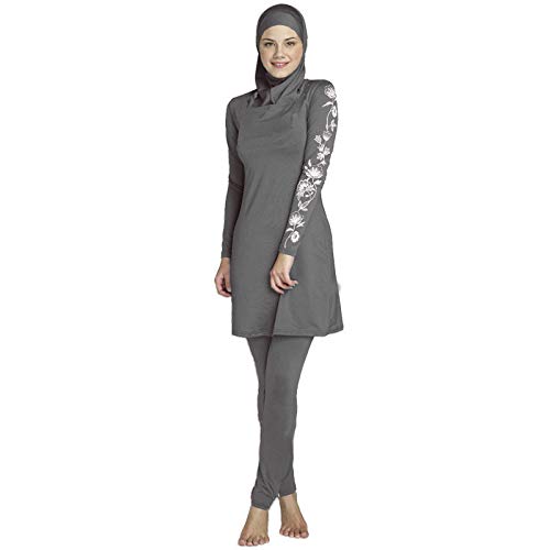 RSSR Dezente muslimische Bademode für Frauen und Mädchen, Schwimmanzug (Hijab/Burkini), Damen, grau, XXXXXL von RSSR