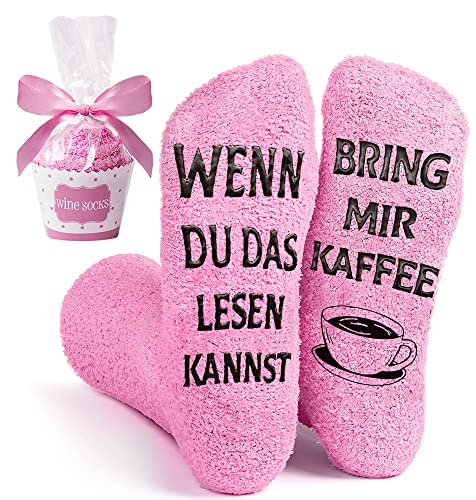 Kuschelsocken, Damen Lustige Socken mit Spruch WENN DU DAS LESEN KANNST BRING MIR KAFFEE Geschenke für Frauen, Witzige Valentinstag Jahrestag Geschenk für Sie Freundin zum Geburtstag Weihnachten von RSVOM