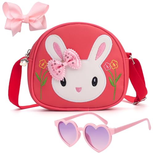 RSXING Kleines Mädchen Kaninchen Handtasche - Kinder Hase Geldbörse Spielzeug Crossbody Messenger Umhängetasche - Geburtstag (Wassermelone Rot) von RSXING