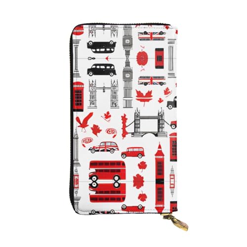 England Symbols Ledergeldbörse – vollständig bedrucktes Design, strapazierfähiges Kunstleder, Metall-Reißverschluss, mehrere Kartenfächer und Geldfach, perfekt für elegante Männer oder Frauen, ein von RTCVXZDSA