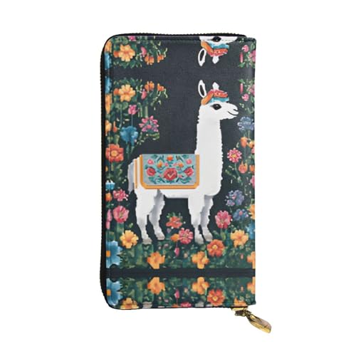 Geldbörse aus Alpaka-Leder mit Blumenmuster, vollständig bedrucktes Design, strapazierfähiges Kunstleder, Metall-Reißverschluss, mehrere Kartenfächer und Geldfach, perfekt für elegante Männer oder von RTCVXZDSA