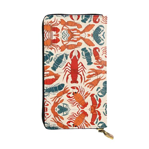 Geldbörse aus Hummer- und Krabbenleder – vollständig bedrucktes Design, strapazierfähiges Kunstleder, Metall-Reißverschluss, mehrere Kartenfächer und Geldfach, perfekt für elegante Männer oder Frauen von RTCVXZDSA