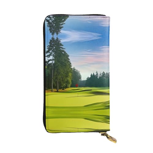 Geldbörse aus Leder für Golfplatz, vollständig bedrucktes Design, strapazierfähiges Kunstleder, Metall-Reißverschluss, mehrere Kartenfächer und Geldfach, perfekt für elegante Männer oder Frauen, ein von RTCVXZDSA
