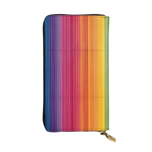 Geldbörse aus Leder in Regenbogenfarben – vollständig bedrucktes Design, strapazierfähiges Kunstleder, Metall-Reißverschluss, mehrere Kartenfächer und Geldfach, perfekt für elegante Männer oder Frauen von RTCVXZDSA