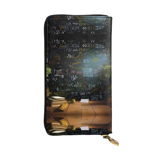 Geldbörse aus Leder mit Mathematikformel, vollständig bedrucktes Design, strapazierfähiges Kunstleder, Metall-Reißverschluss, mehrere Kartenfächer und Geldfach, perfekt für elegante Männer oder Frauen von RTCVXZDSA