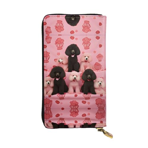 Geldbörse aus Leder mit Pudelmotiv, vollständig bedrucktes Design, strapazierfähiges Kunstleder, Metall-Reißverschluss, mehrere Kartenfächer und Geldfach, perfekt für elegante Männer oder Frauen, ein von RTCVXZDSA