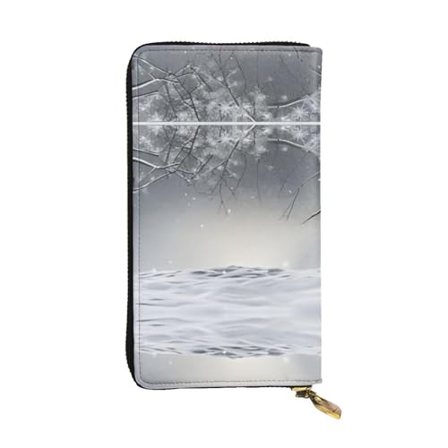Geldbörse aus Leder mit Schneeflocken-Motiv, vollständig bedrucktes Design, strapazierfähiges Kunstleder, Metall-Reißverschluss, mehrere Kartenfächer und Geldfach, perfekt für elegante Männer oder von RTCVXZDSA