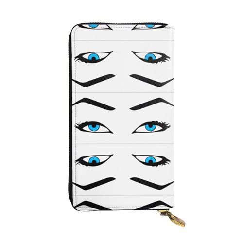 Geldbörse aus Leder mit Wimpernmuster – vollständig bedrucktes Design, strapazierfähiges Kunstleder, Metall-Reißverschluss, mehrere Kartenfächer und Geldfach, perfekt für elegante Männer oder Frauen von RTCVXZDSA