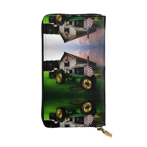 Geldbörse aus Leder mit altem Traktor – vollständig bedrucktes Design, strapazierfähiges Kunstleder, Metall-Reißverschluss, mehrere Kartenfächer und Geldfach, perfekt für elegante Männer oder Frauen von RTCVXZDSA