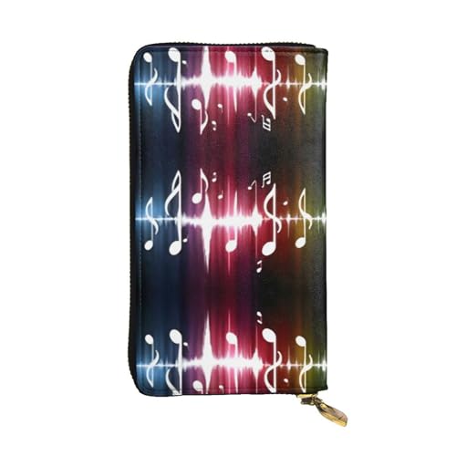 Geldbörse aus Leder mit springenden Musiknoten, vollständig bedrucktes Design, strapazierfähiges Kunstleder, Metall-Reißverschluss, mehrere Kartenfächer und Geldfach, perfekt für elegante Männer oder von RTCVXZDSA