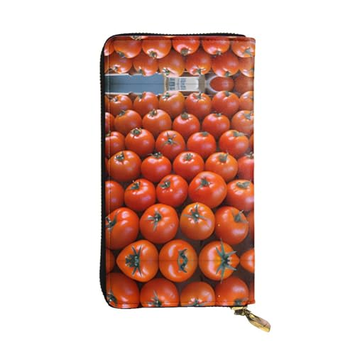 Geldbörse aus Leder mit vielen Tomaten – voll bedrucktes Design, strapazierfähiges Kunstleder, Metall-Reißverschluss, mehrere Kartenfächer und Geldfach, perfekt für elegante Männer oder Frauen, ein von RTCVXZDSA
