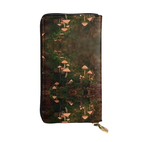 Geldbörse aus Wildpilz-Leder – vollständig bedrucktes Design, strapazierfähiges Kunstleder, Metall-Reißverschluss, mehrere Kartenfächer und Geldfach, perfekt für elegante Männer oder Frauen, ein von RTCVXZDSA