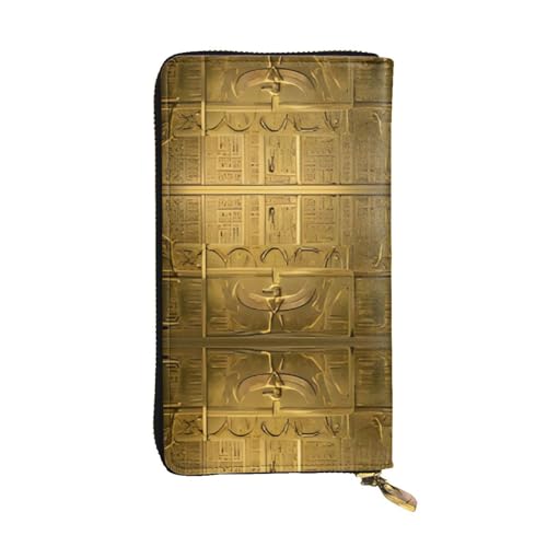 Geldbörse aus ägyptischem Hieroglyphenleder – vollständig bedrucktes Design, strapazierfähiges Kunstleder, Metall-Reißverschluss, mehrere Kartenfächer und Geldfach, perfekt für elegante Männer oder von RTCVXZDSA
