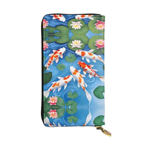 Geldbörse aus japanischem Fischleder – vollständig bedrucktes Design, strapazierfähiges Kunstleder, Metall-Reißverschluss, mehrere Kartenfächer und Geldfach, perfekt für elegante Männer oder Frauen von RTCVXZDSA