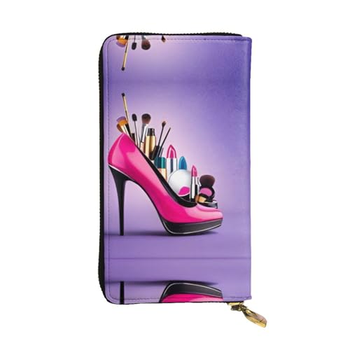Geldbörse für Schuhe und Make-up – vollständig bedrucktes Design, strapazierfähiges Kunstleder, Metall-Reißverschluss, mehrere Kartenfächer und Geldfach, perfekt für elegante Männer oder Frauen, ein von RTCVXZDSA